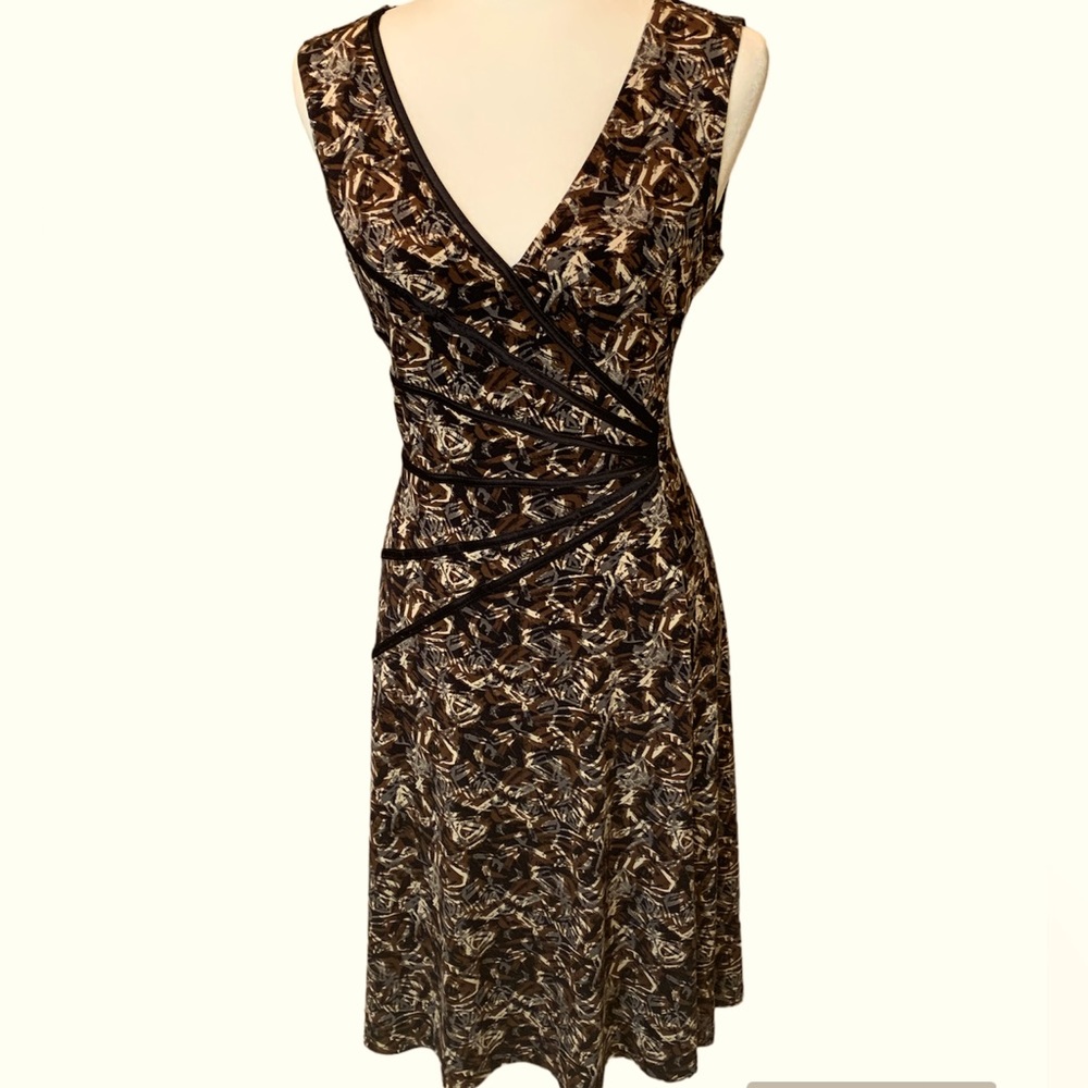 CONNECTED Black and Brown Sleeveless Jersey Dress Size 10